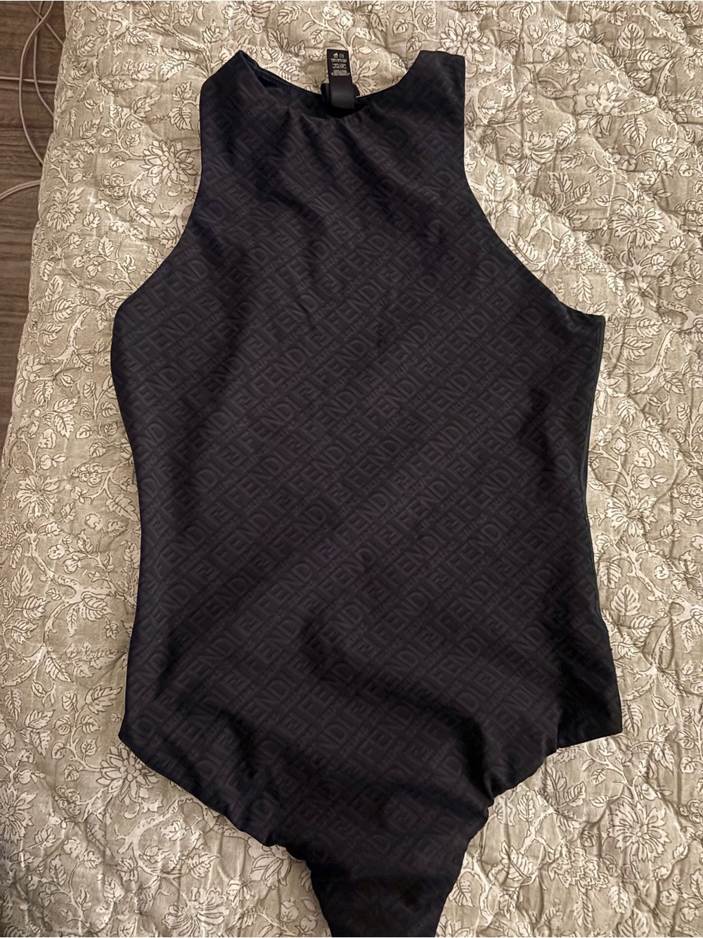 Fendi Skims Black Monogram High-Neck Sleeveless Bodysuit